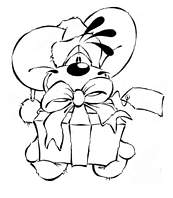coloriage diddl et paquet de noel